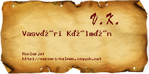 Vasvári Kálmán névjegykártya